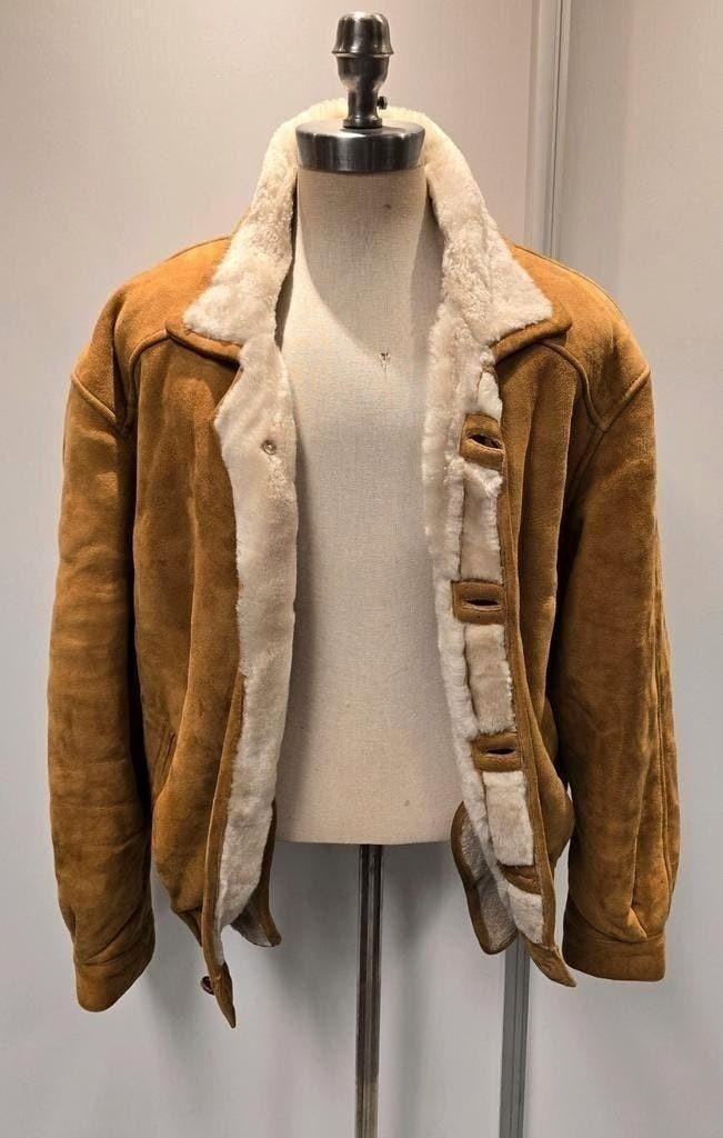 Unieke lammy coat bomber - heren maat L - lamsleer & vacht, Ophalen of Verzenden, Gedragen, Maat 52/54 (L), Bruin