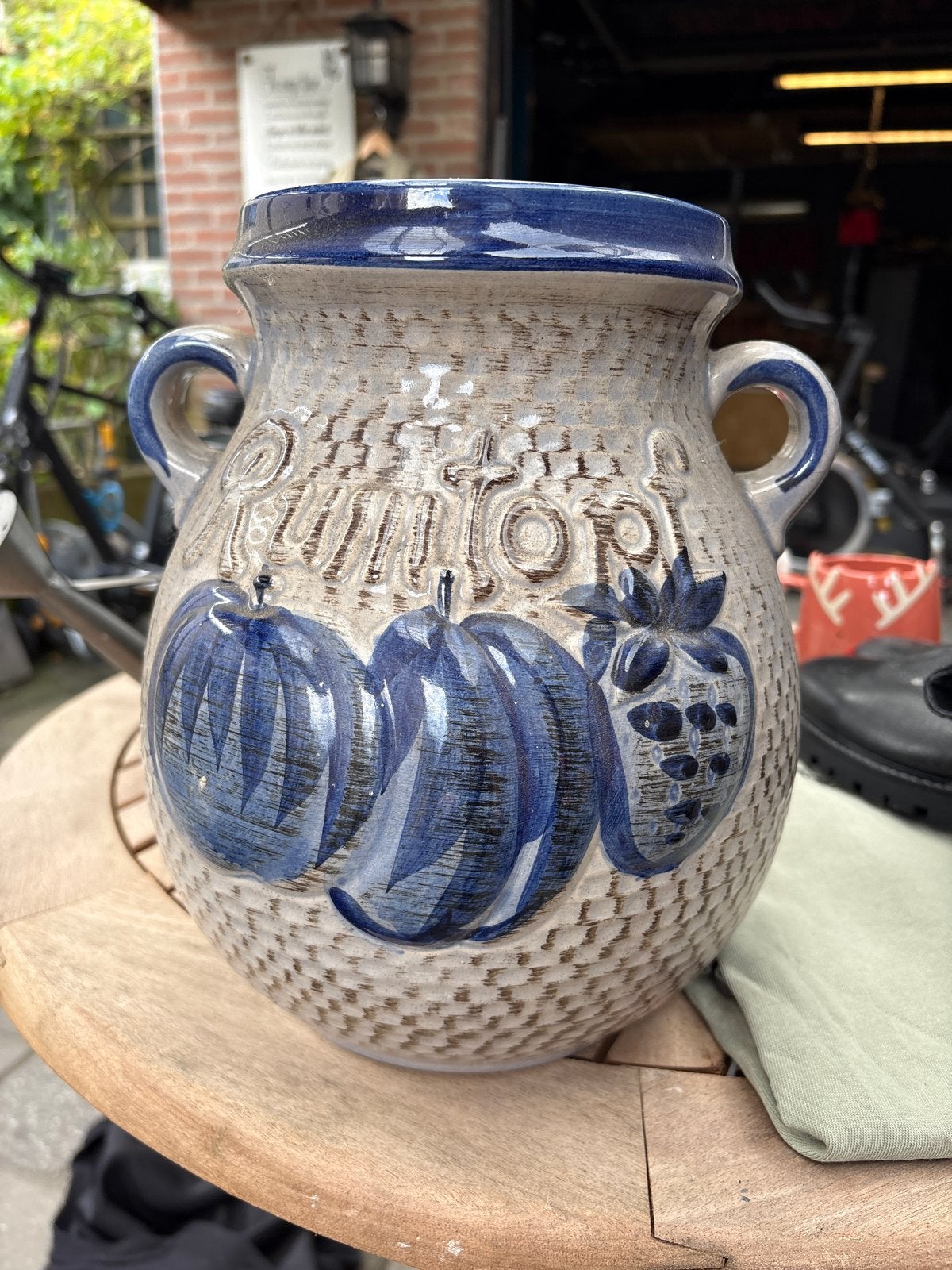 Vintage Rumtopf aardewerk pot met fruitdecoratie, Ophalen of Verzenden