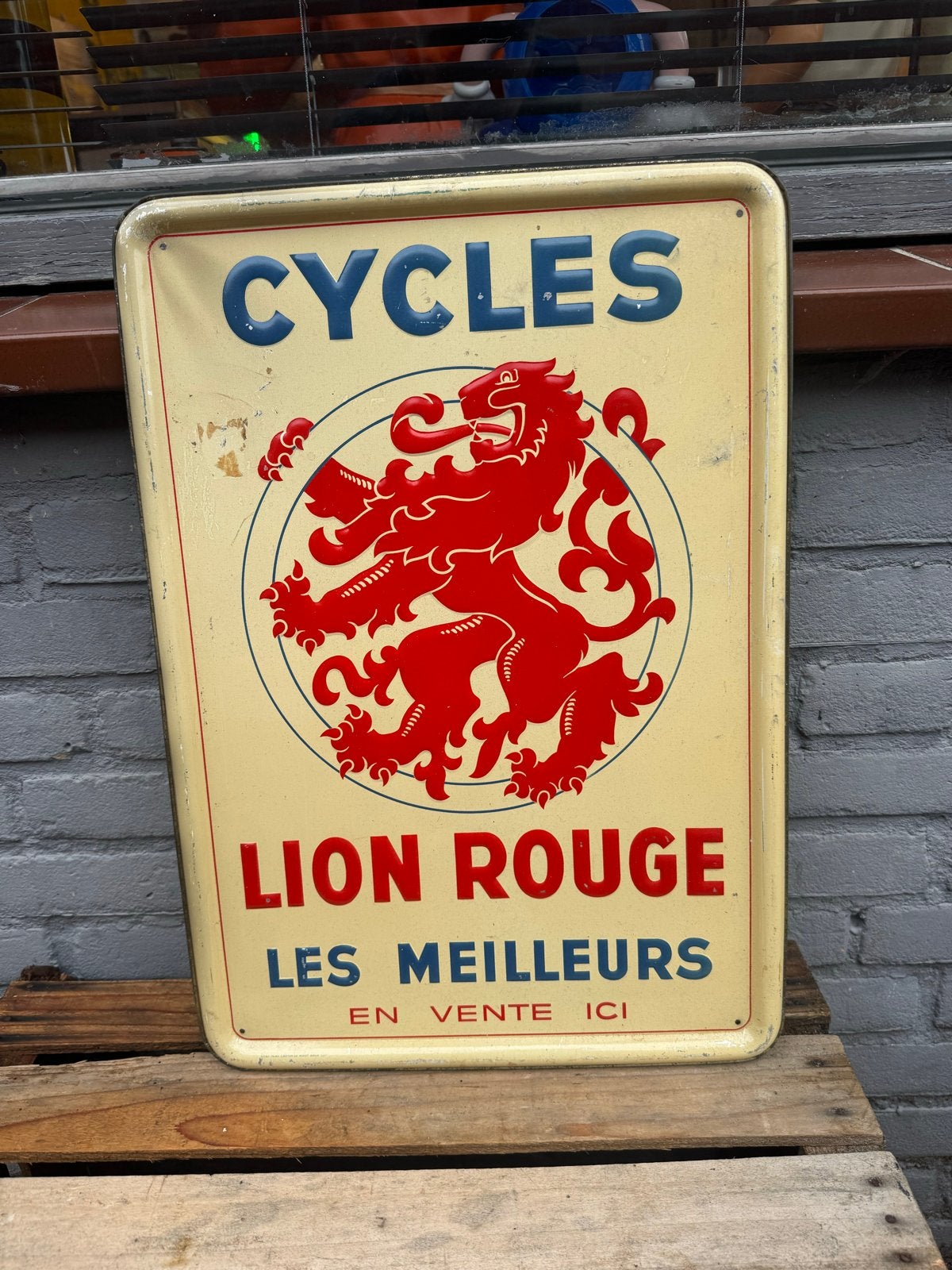 Vintage Reclamebord Cycles Lion Rouge, Ophalen of Verzenden
