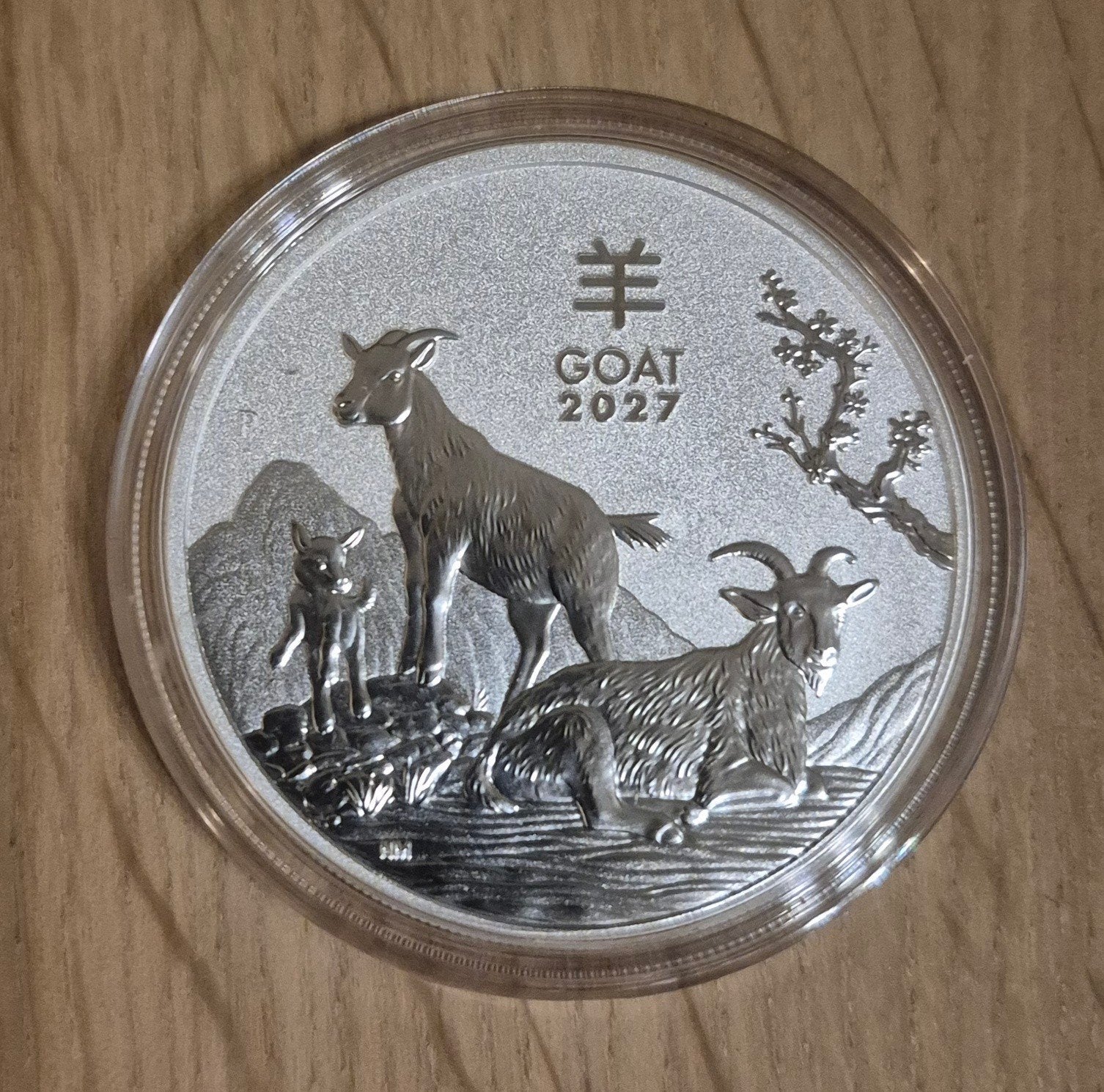 1 oz zilveren munt Perth Mint Lunar Goat 2027, Ophalen of Verzenden, Zilver