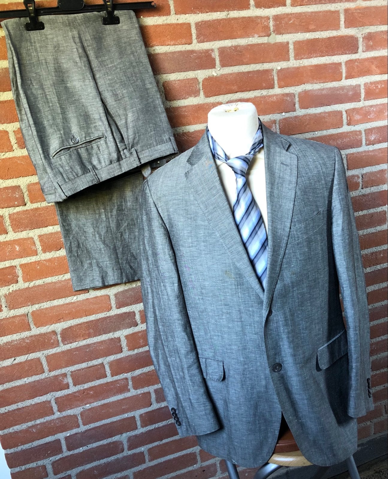 Corneliani Madison Edgar N Maatpak Linnen Wol Mt 52/54, Ophalen of Verzenden, Gedragen, Maat 52/54 (L), Grijs