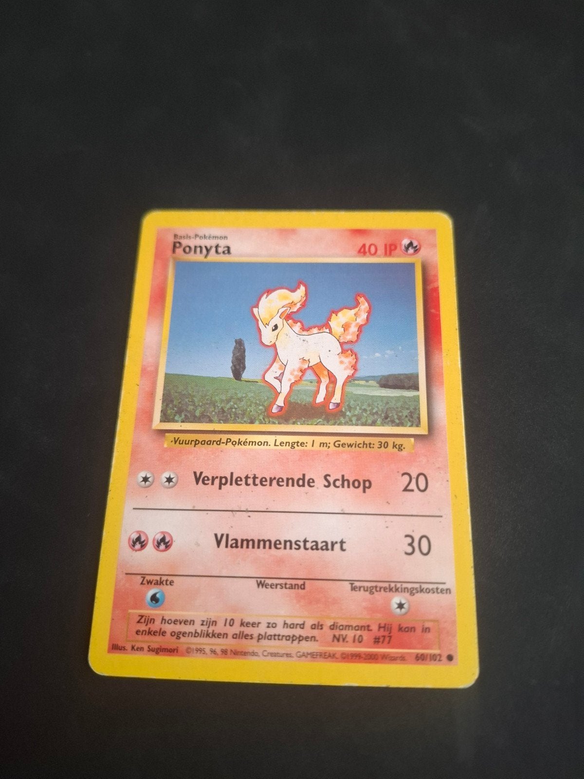 Ponyta Pokémon Kaart (Basis-Pokémon, 40 IP), Ophalen of Verzenden, Gebruikt, Losse kaart