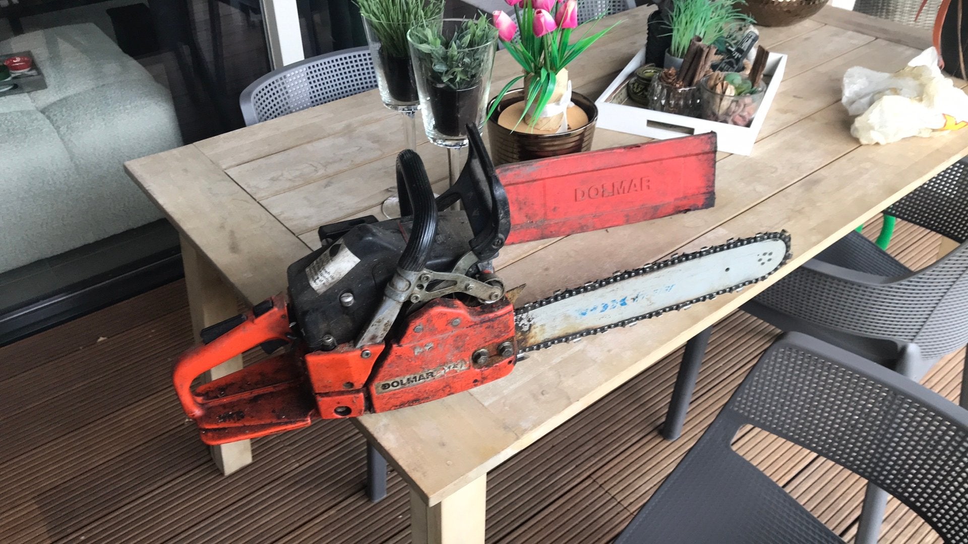 Kettingzaag benzine (sachs dolmar), Ophalen, Gebruikt