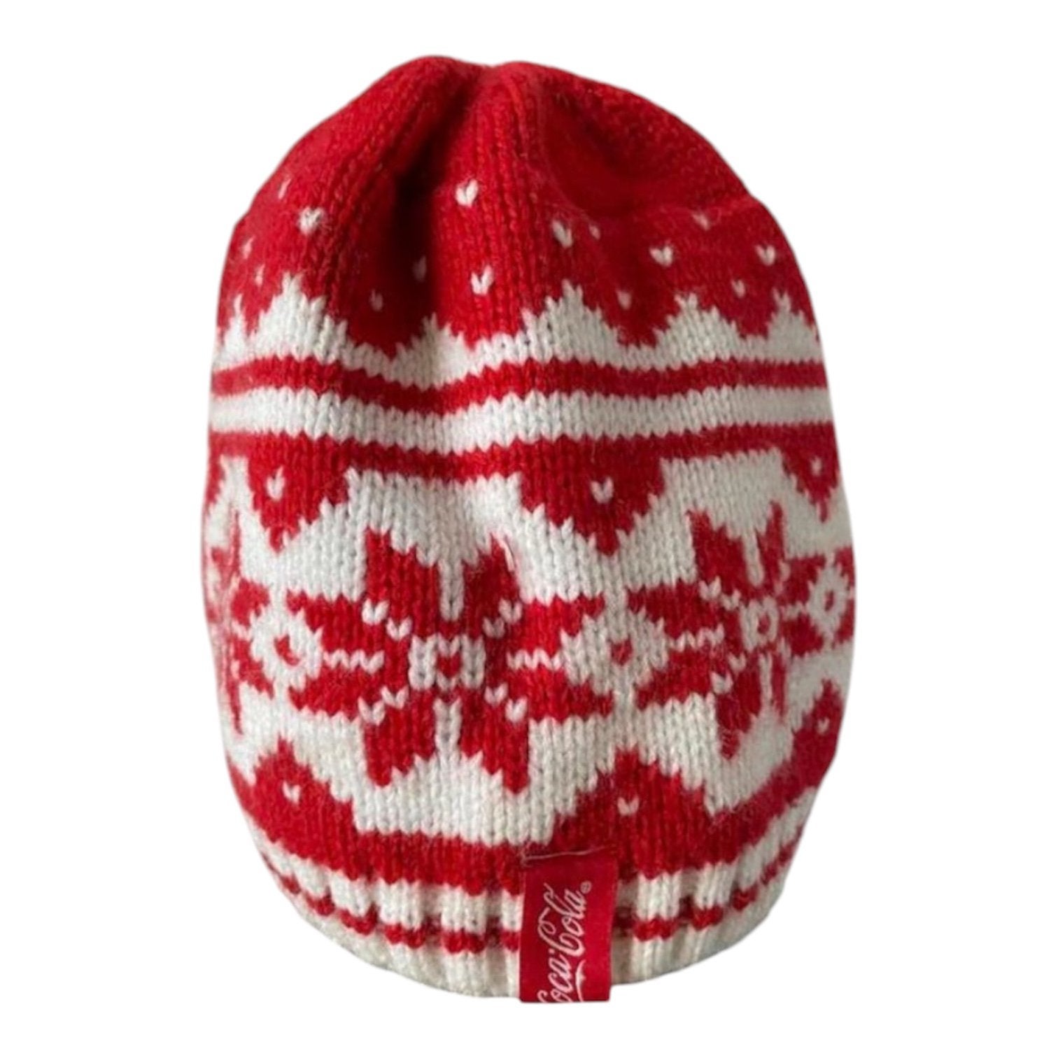 Gebreide Coca-Cola winter/kerst muts, rood-wit sneeuwvlok, Verzamelen, Ophalen of Verzenden, Zo goed als nieuw, Gebruiksvoorwerp