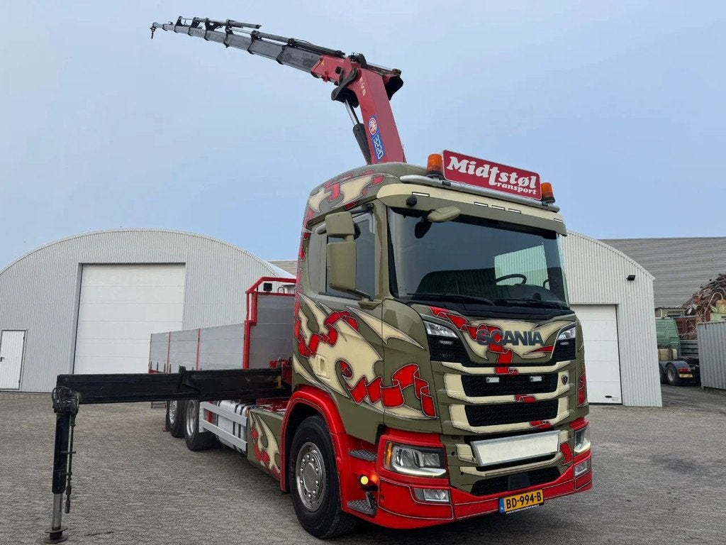 Scania R520 R520 HMF 3220 Dutch regestration Crane Kraan, Auto's, Vrachtwagens, Euro 6, Scania, 520 pk, Leder