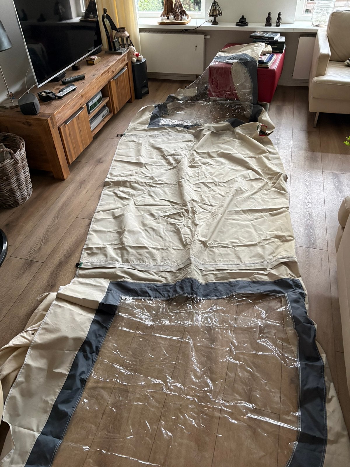 Windscherm basecamp 140 x 450 cm., Ophalen, Gebruikt