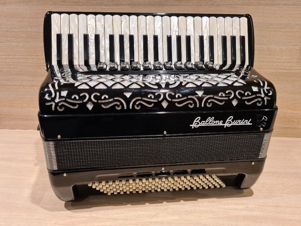 Ballone Burini 414M 120 bassen musette accordeon occasion, Muziek en Instrumenten, Gebruikt, Niet ingevuld, Met koffer, Toetsaccordeon