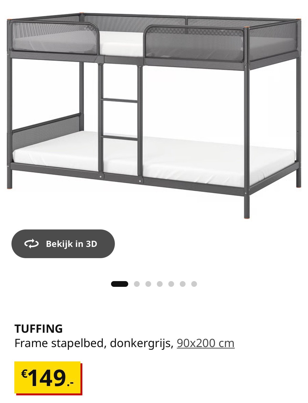 Stevige Ikea TUFFING Hoogslaper, Ophalen, Gebruikt, Eenpersoons, 200 cm