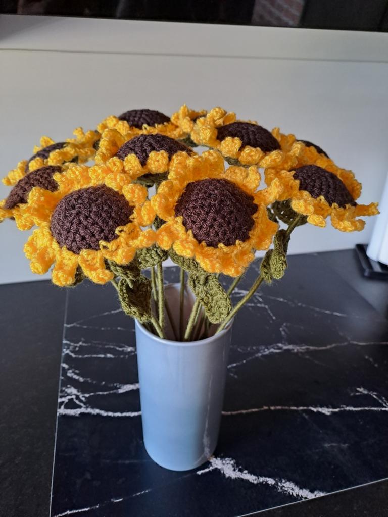 Gehaakte zonnebloemen, Huis en Inrichting, Ophalen of Verzenden