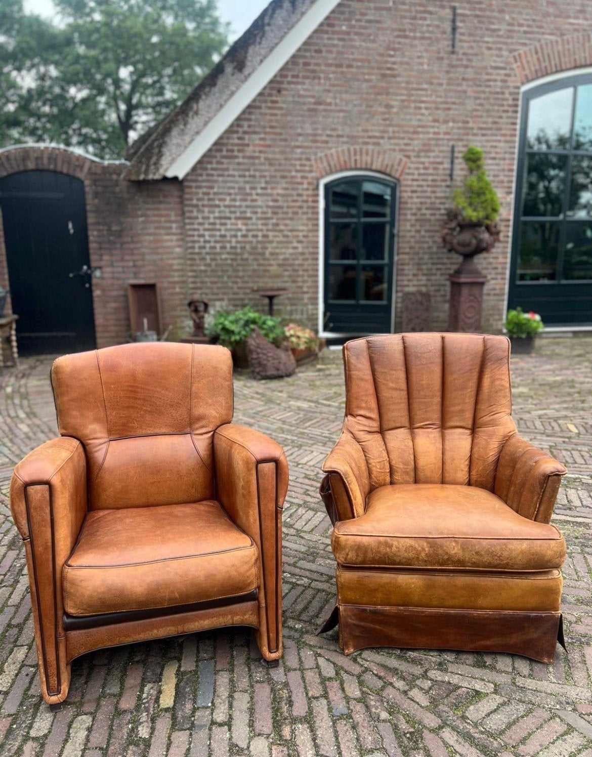 Vintage Schapenleren Fauteuils Set - Twee Stuks, Ophalen of Verzenden