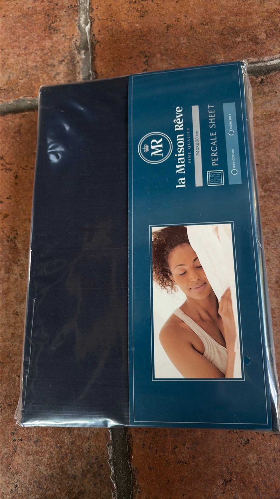 Percale laken. Donkerblauw. 240x260, Hoeslaken of Sloop, Katoen, Nieuw, Ophalen of Verzenden