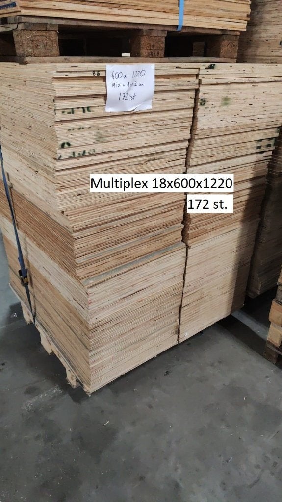 Multiplex platen 18mm 645x1220mm restplaat, Ophalen, Nieuw, Multiplex, 50 tot 100 mm