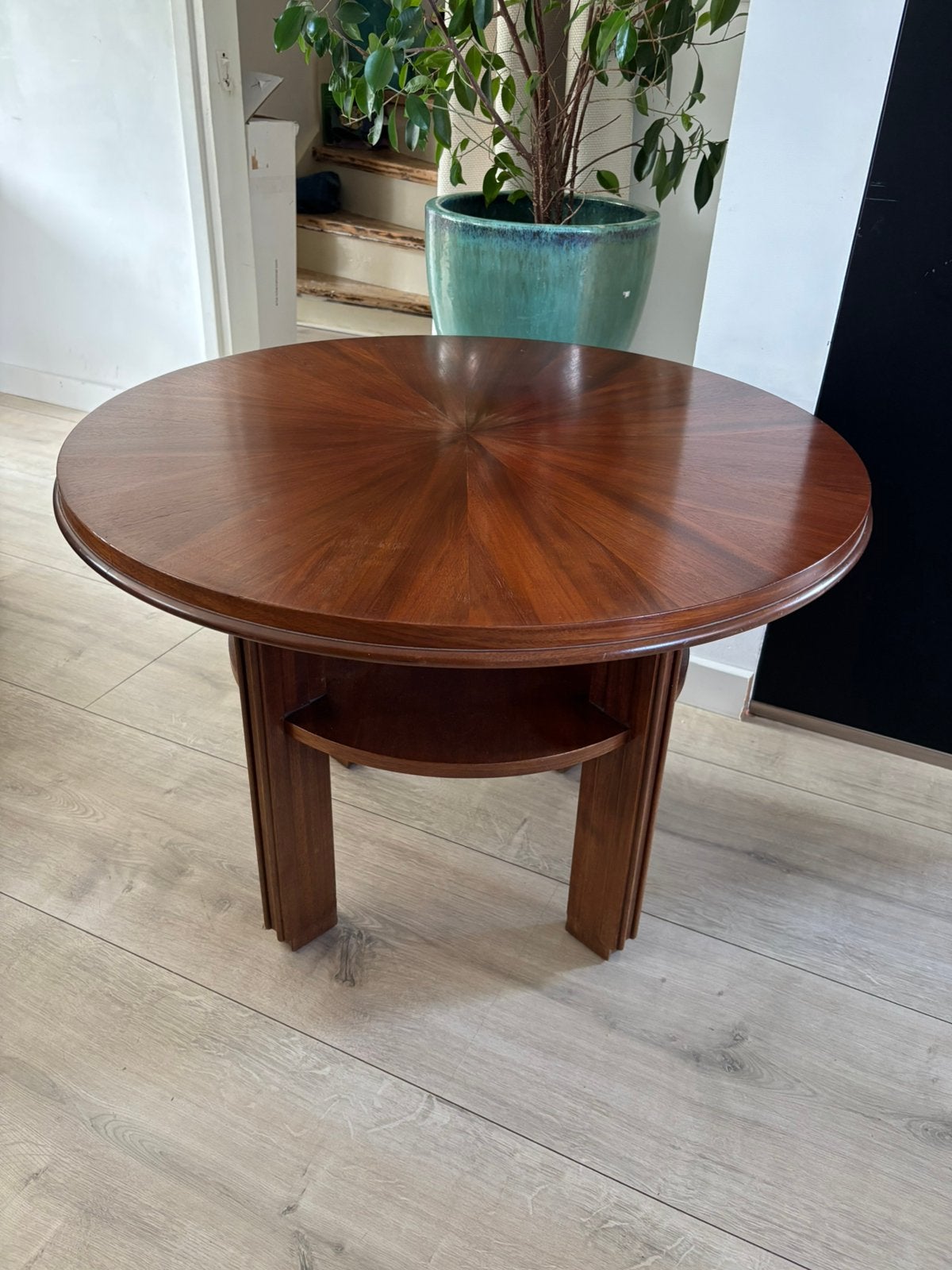 Hele mooie, houten salontafel, Art Deco, Huis en Inrichting, Ophalen, Zo goed als nieuw, Rond, 50 tot 100 cm
