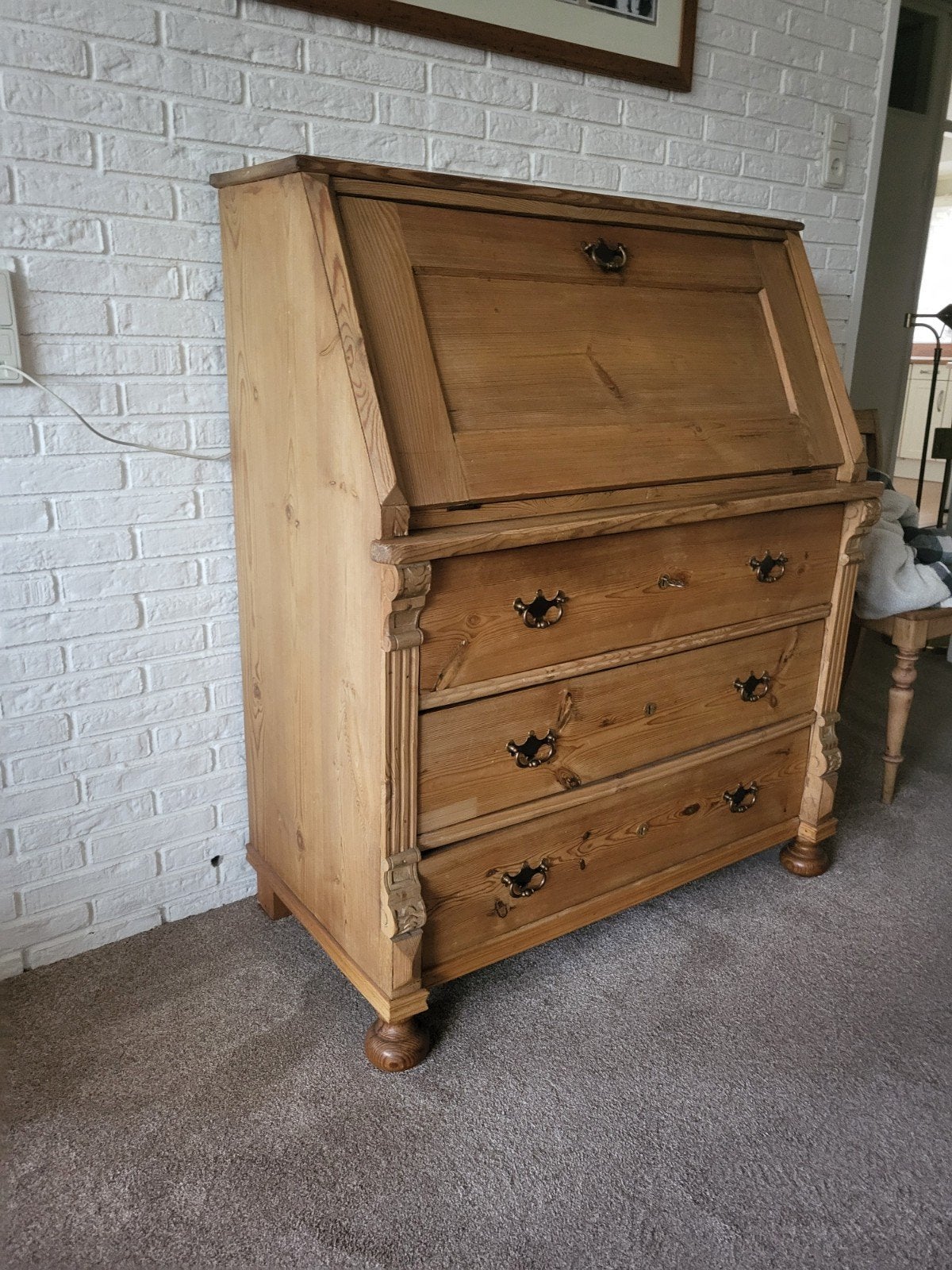 Oud grenen Secretaire, Ophalen, Gebruikt