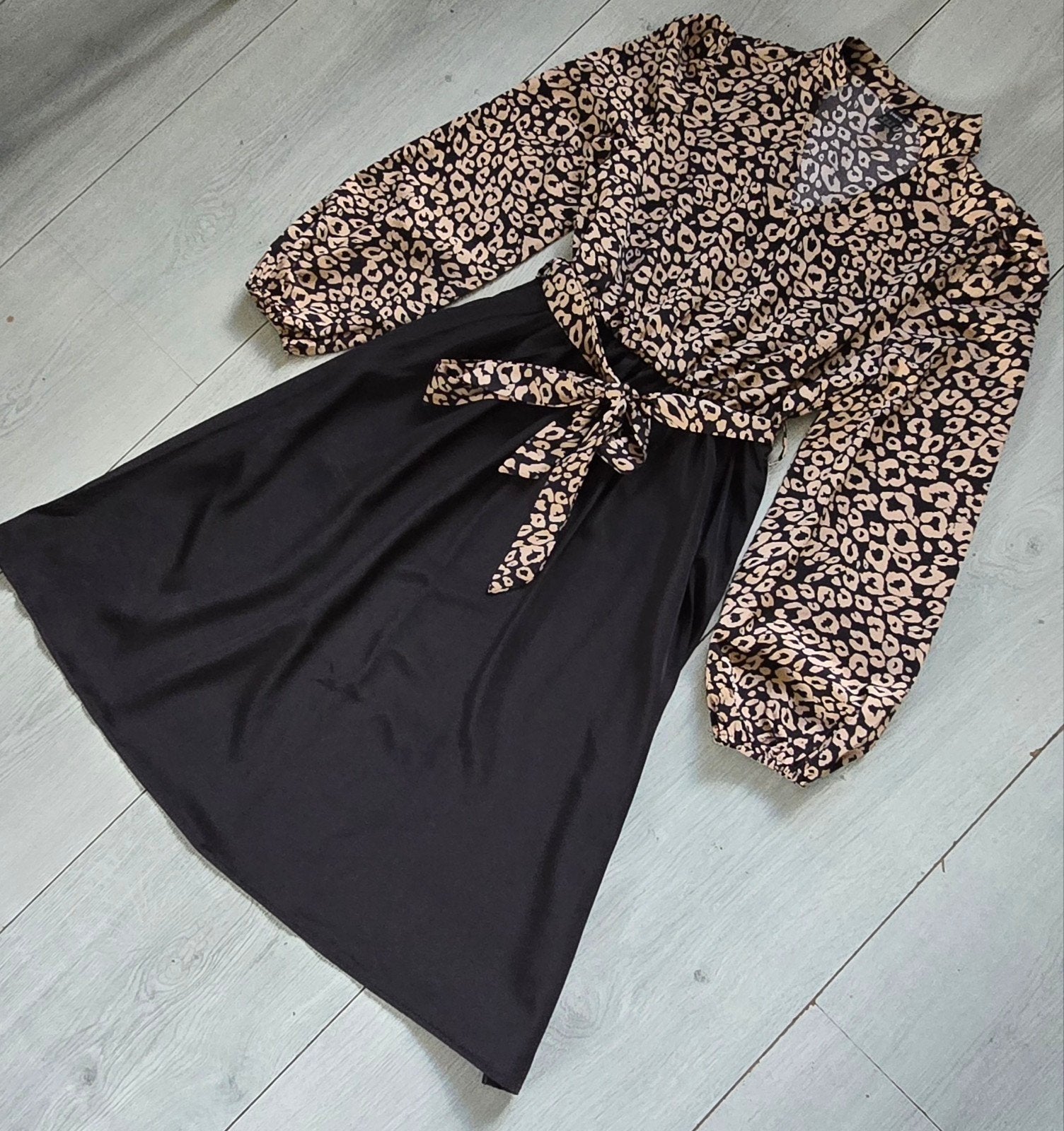 Shein Luipaardprint Jurk Maat M, Maat 38/40 (M), Zwart, Ophalen of Verzenden, Zo goed als nieuw