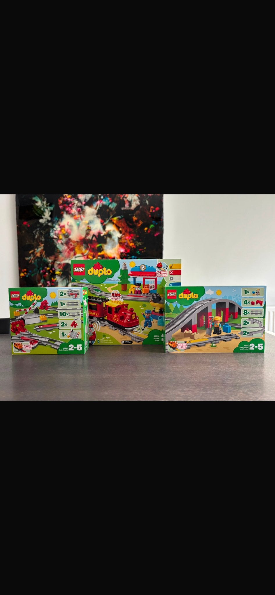 Lego Duplo Trein met extra rails en brug, Overige thema's, Ophalen of Verzenden, Zo goed als nieuw, Compleet