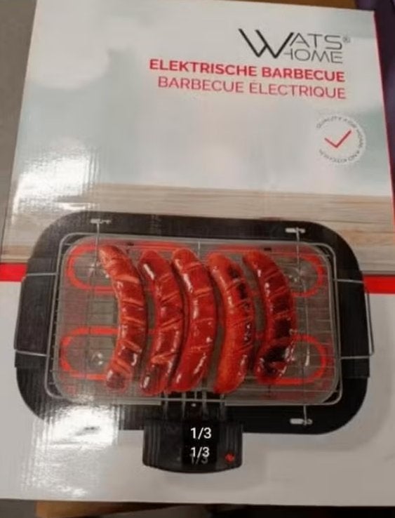 Electrische barbeque nieuw watshome 2000 watt grill 38x22cm, Nieuw, Ophalen of Verzenden