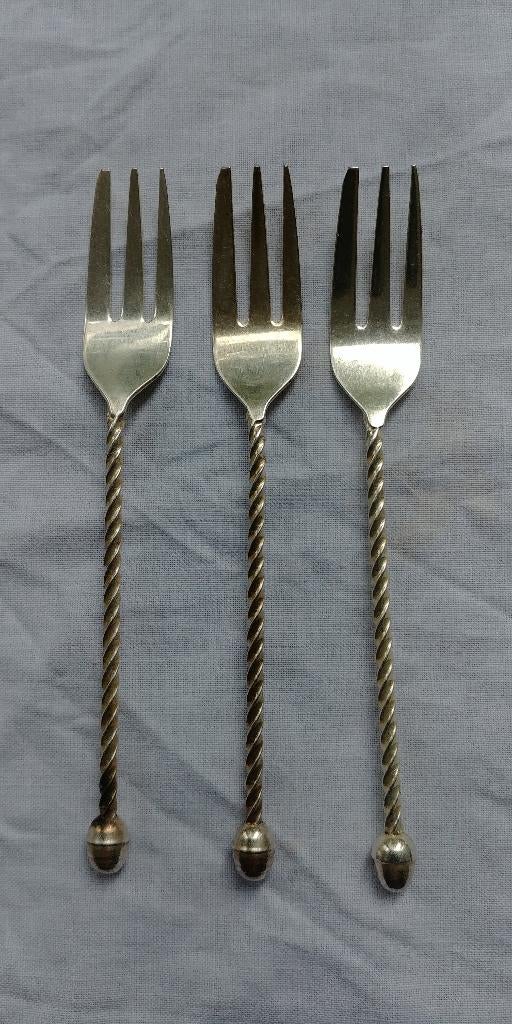 3 vorkjes steel getorst verzilverd stijlappel, Ophalen of Verzenden