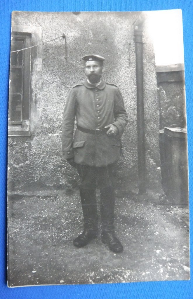WO1 Feldpost/Fotokaart Portret Frontsoldaat met Baard (T), Verzamelen, Verzenden, Landmacht, Duitsland, Foto of Poster