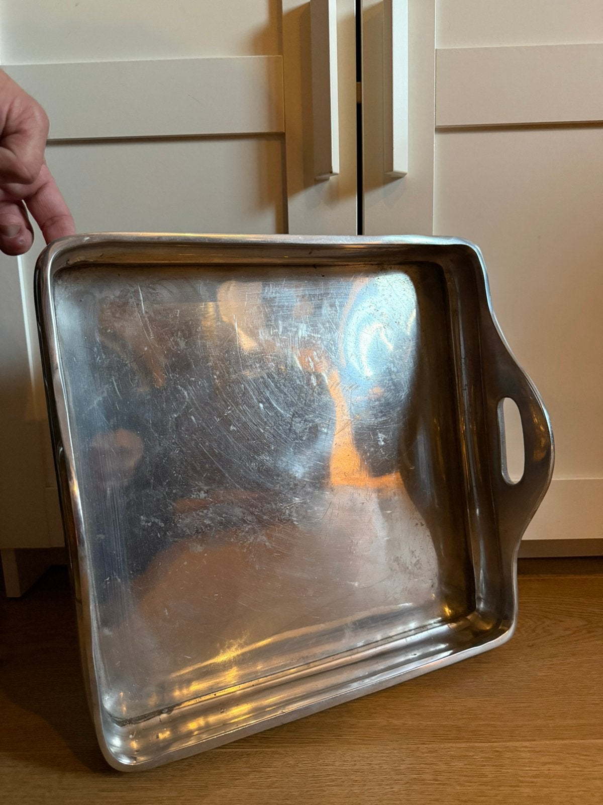 Dienblad zilver, Ophalen, Gebruikt, Vierkant, Met opstaande rand
