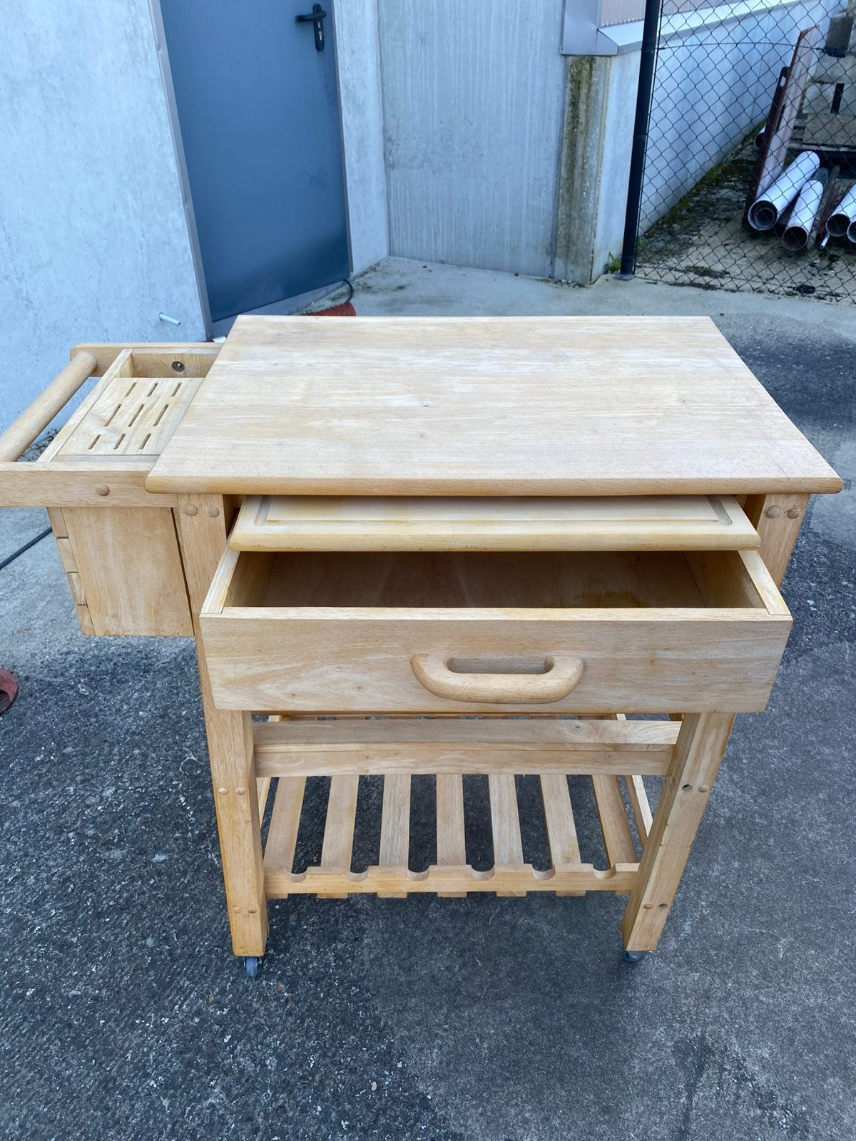Keuken Trolly / Slagerblok, Keukentrolley, Ophalen, Zo goed als nieuw, Hout
