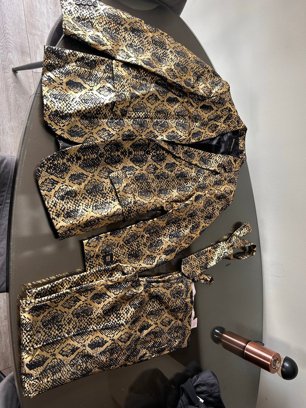 Opposuits Gouden Slangenprint Pak - Maat 46, Ophalen, Nieuw, Maat 46 (S) of kleiner, Goud