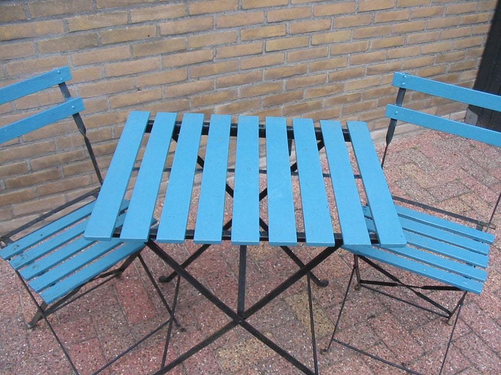 Te koop Bistroset in ibiza kleur., Ophalen, Gebruikt