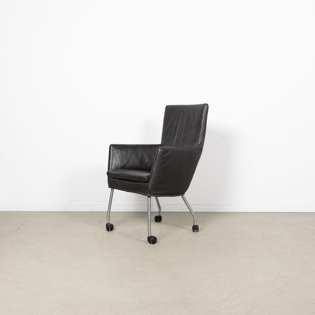 Label Donna Rock Stoel Bruin Leer – Chroom, Huis en Inrichting, Label, Zo goed als nieuw, Niet ingevuld, Niet ingevuld