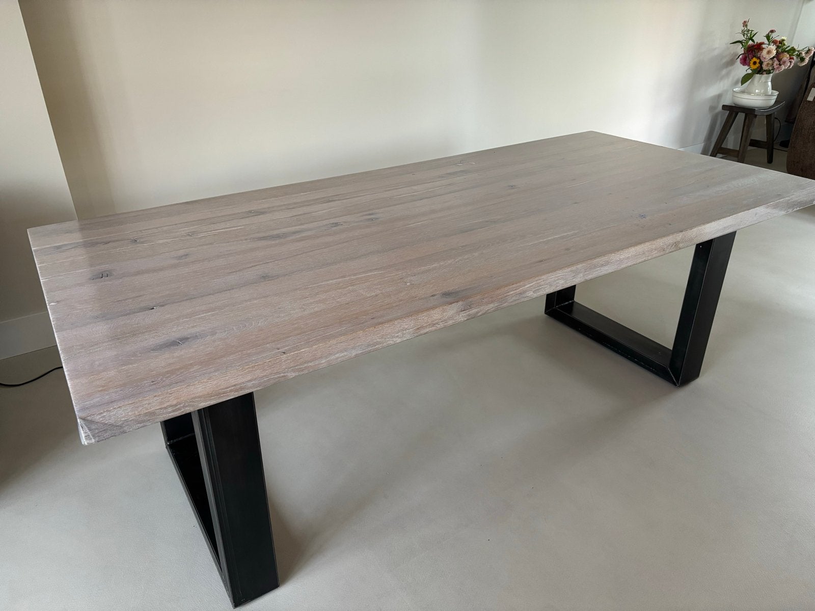 Zware degelijke keukentafel 220x100cm, Ophalen, Strak, 100 tot 150 cm, 200 cm of meer