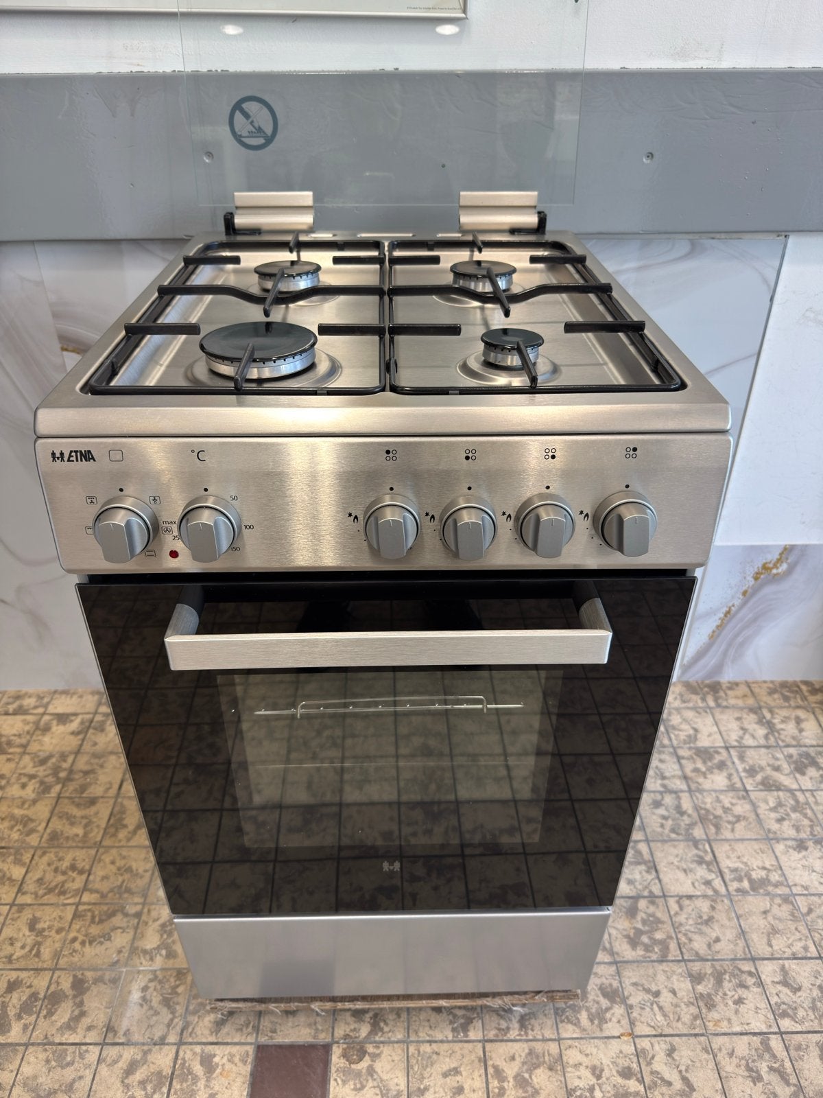 Etna gasfornuis 50 cm met elektrische oven en grill, Grill, Zo goed als nieuw, Gas, 4 kookzones