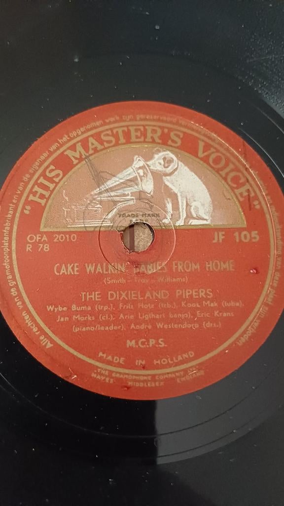 78 toeren: 4 platen DIXIELAND PIPERS olv Eric Krans, Gebruikt, 10 inch, Ophalen of Verzenden, Beschermende buitenhoes