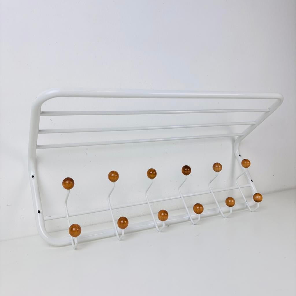 Sputnik stijl kapstok wit met houten ballen, Huis en Inrichting, Woonaccessoires | Kapstokken, Gebruikt, Wandkapstok, Minder dan 100 cm