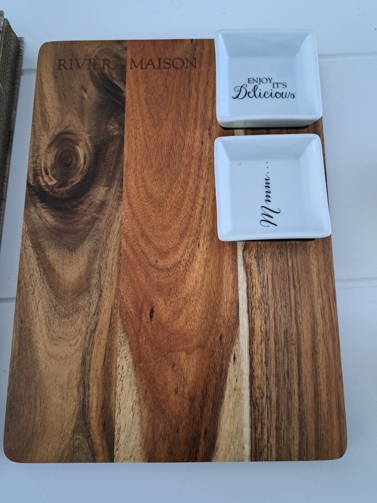 Riviera Maison houten  Snij-/serveerplank met schaaltjes, Hout, Snij-/serveerplank, Ophalen of Verzenden, Zo goed als nieuw