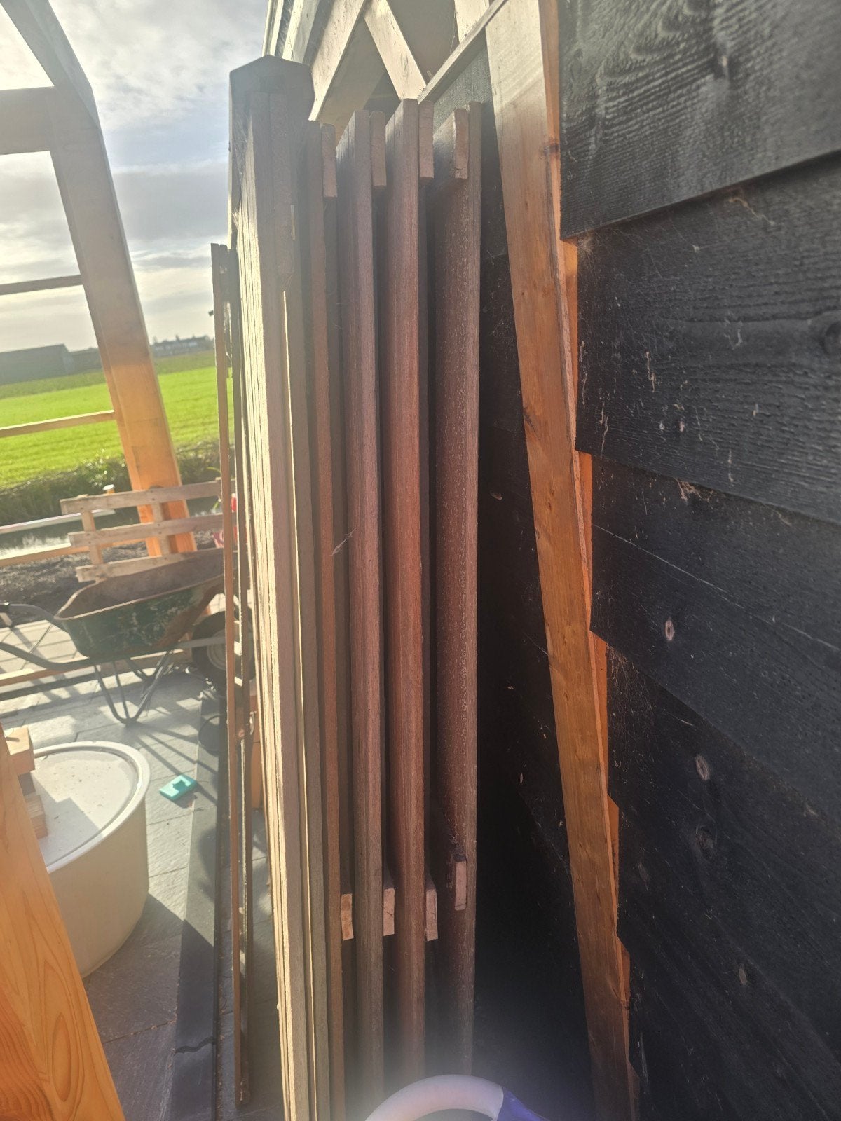 Houten schuttingdelen - Gebruikt, Tuin en Terras, Ophalen, Minder dan 3 meter, Hout, 1 tot 2 meter