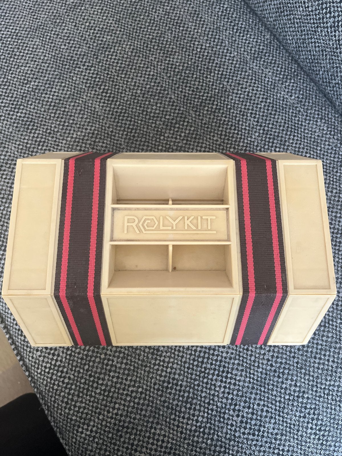 Vintage Rolykit opbergdoos - Knutselmateriaal organizer, Gebruikt, Overige thema's, Gereedschap of Toebehoren, Beige