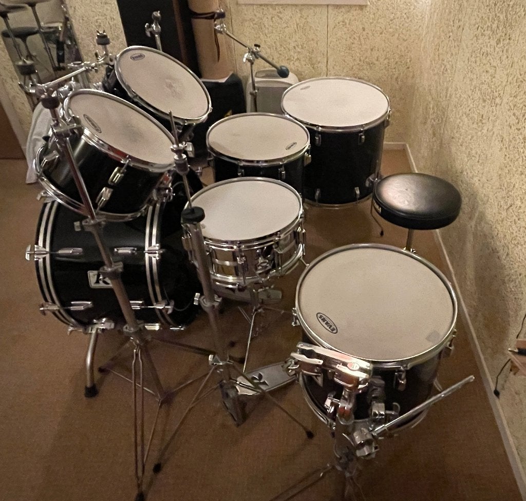 Drumstel Rogers Big R, origineel, vintage, Jet Black, Muziek en Instrumenten, Drumstellen en Slagwerk, Ophalen, Gebruikt, Overige merken