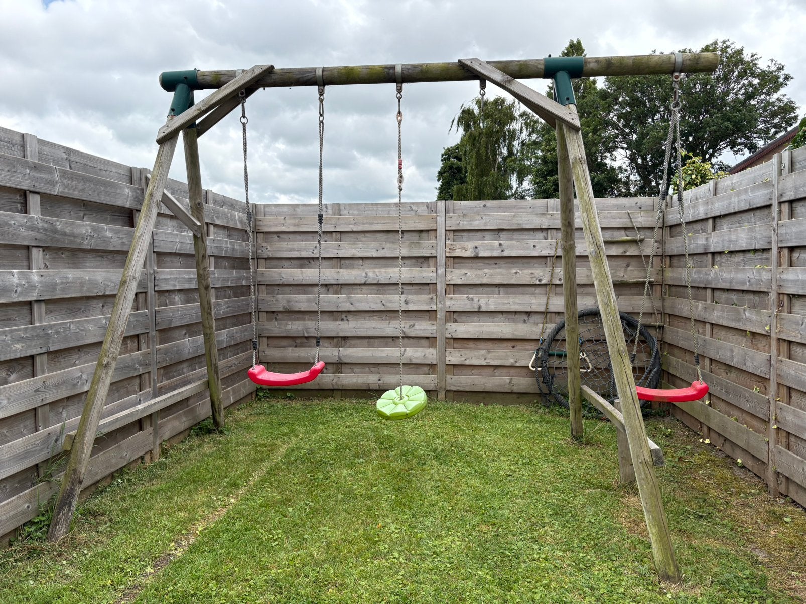 Grote houten schommel incl toebehoren, Kinderen en Baby's, Speelgoed | Buiten | Speeltoestellen, Ophalen, Gebruikt, Schommel