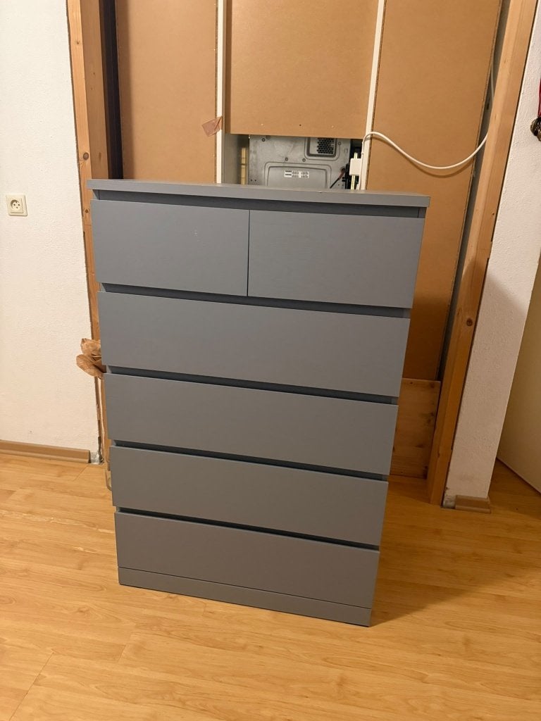 Ikea tall grey chest of drawers, Ophalen, 5 laden of meer, Ikea Drawer, 100 tot 150 cm
