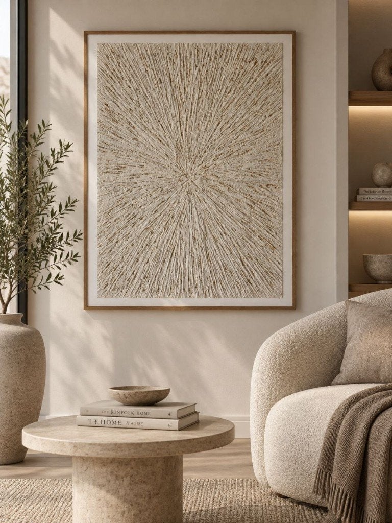 Abstract Wandpaneel met Textuur – Warme Beige Tinten, Ophalen of Verzenden