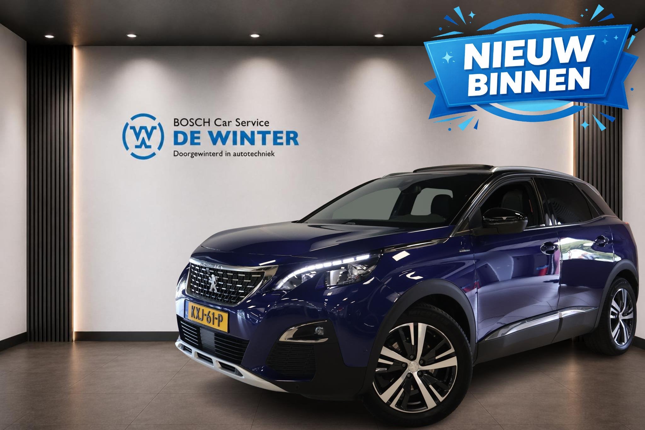 Peugeot 3008 1.6 e-THP GT Line, Auto's, 4 cilinders, Met garantie (alle), Blauw, Leder