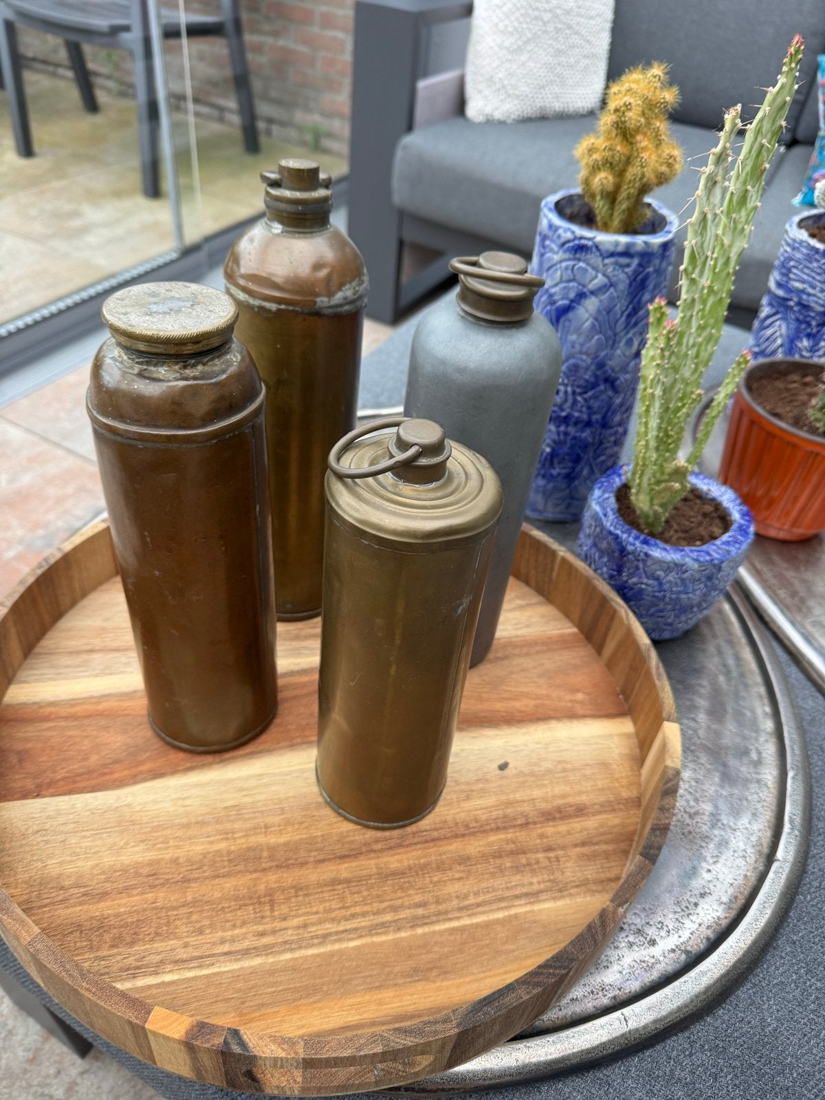 Vintage Koperen en Bronzen Flessen/Vazen Set, Antiek en Kunst, Ophalen of Verzenden, Koper