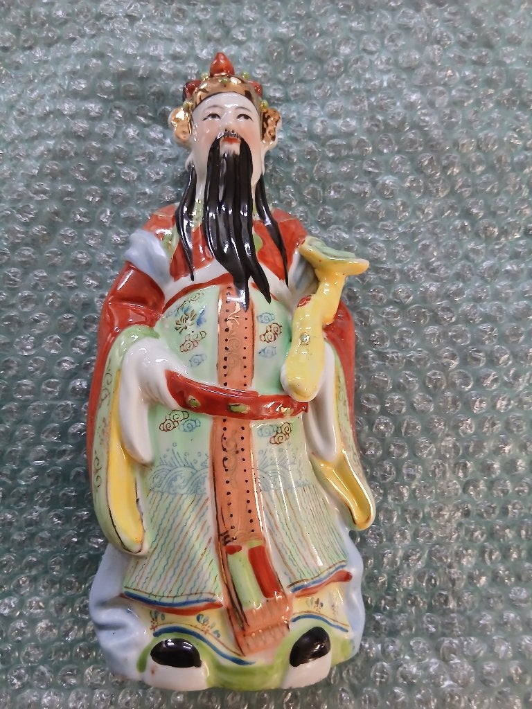 Vintage Porseleinen beeld Lu Xing, Verzamelen, Ophalen, Gebruikt, Mens