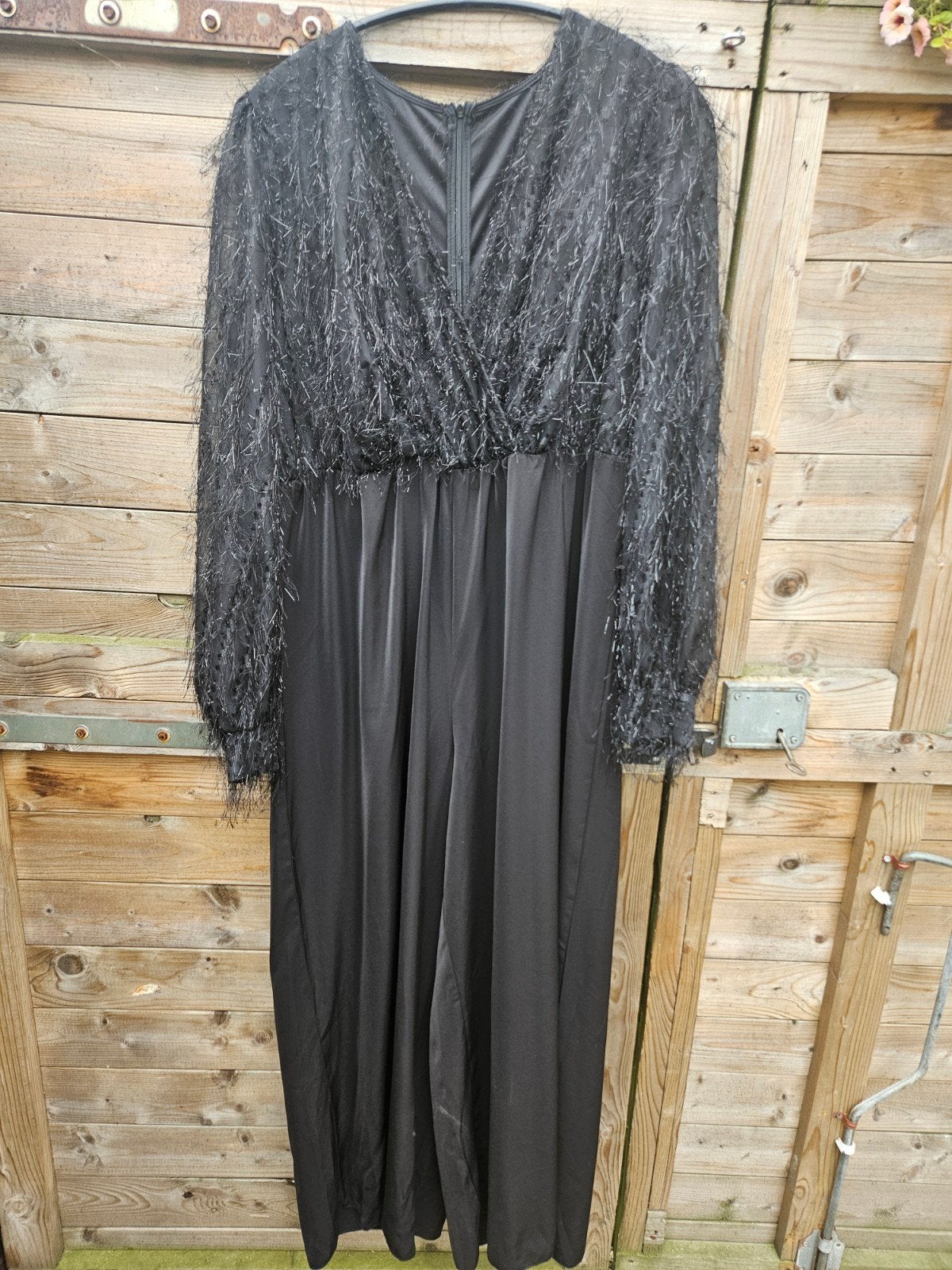 Zwarte jumpsuit met franjes van Shein Curve, maat 2XL, Kleding | Dames, Zwart, Maat 46/48 (XL) of groter, Ophalen of Verzenden