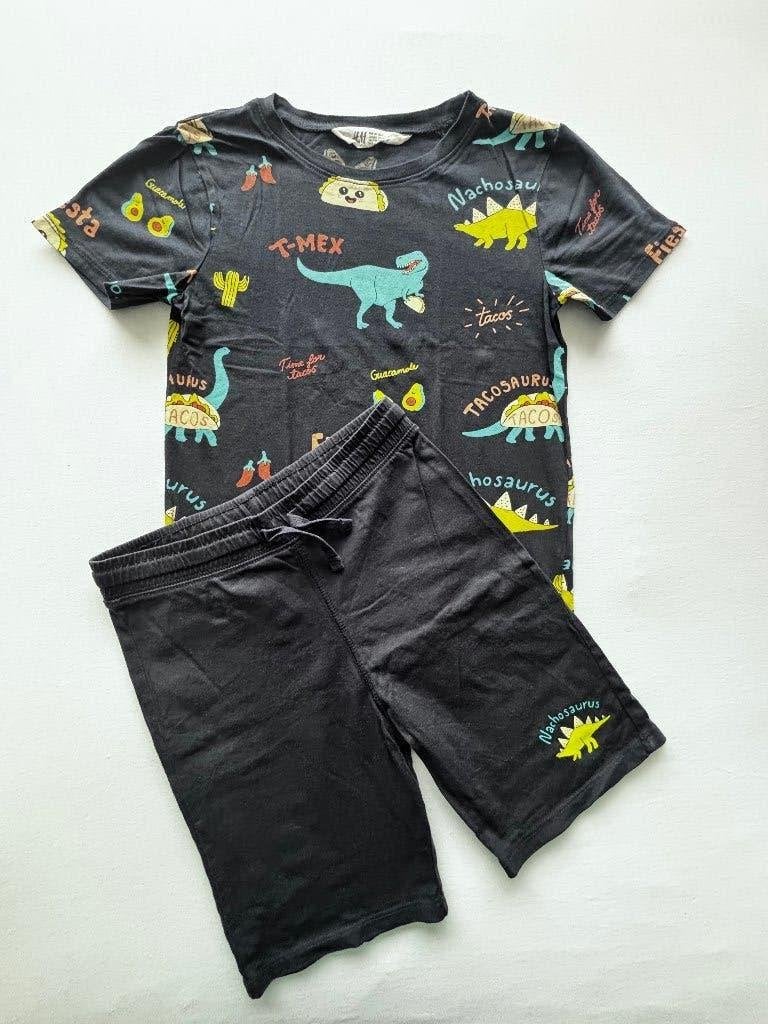 Dino perfecte Shortama pyjama!! Donkerblauw Maat 134 ZGAN, Nacht- of Onderkleding, H&M, Ophalen of Verzenden, Zo goed als nieuw