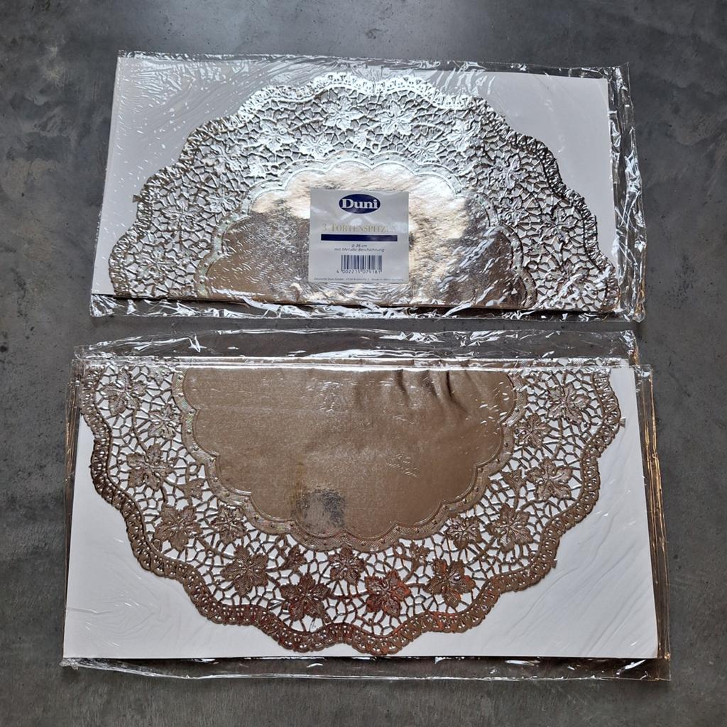 Taart onderleggers Duni 2 st. NIEUW zilver metallic ø36 cm, Ophalen of Verzenden, Nieuw, Taarten, Overige typen