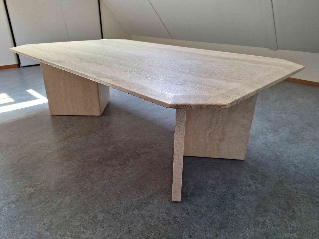 Travertin salontafel, Ophalen, Overige materialen, 100 tot 150 cm, 50 tot 100 cm