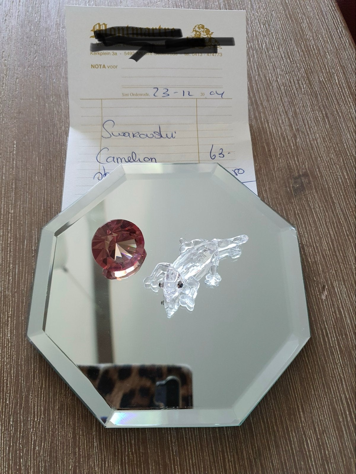 Swarovski Kameleon en Kristal op spiegel, Ophalen of Verzenden, Zo goed als nieuw, Figuurtje