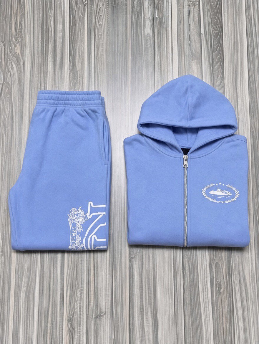 Corteiz Light Blue Tracksuit Set – Zip Hoodie + Joggers, Ophalen of Verzenden, Nieuw, Maat 52/54 (L)