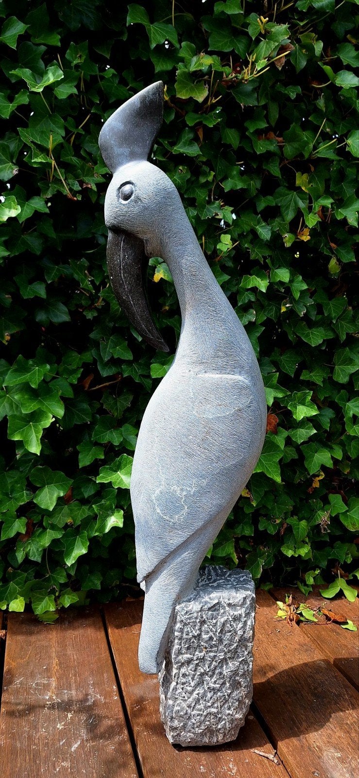 Prachtig natuurstenen beeld vogel, 92 cm hoog, Ophalen, Nieuw, Steen, Dierenbeeld