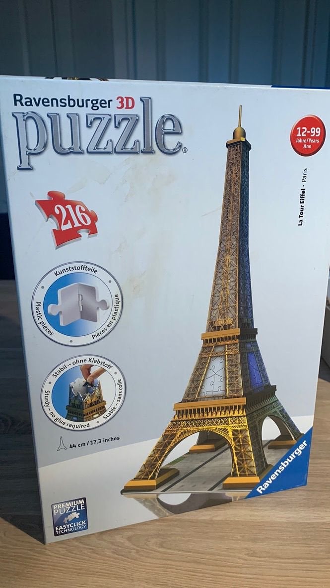 Ravensburger 3D Puzzle Eiffeltoren – 216 stukjes, Ophalen of Verzenden, Meer dan 50 stukjes, Zo goed als nieuw, 6 jaar of ouder